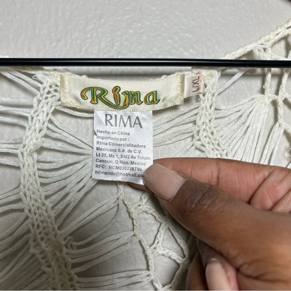 Rima‎ Women Fairy Top Large Ivory Crochet Asymmetrical Sleeveless Boho Whimsical - Picture 2 of 8